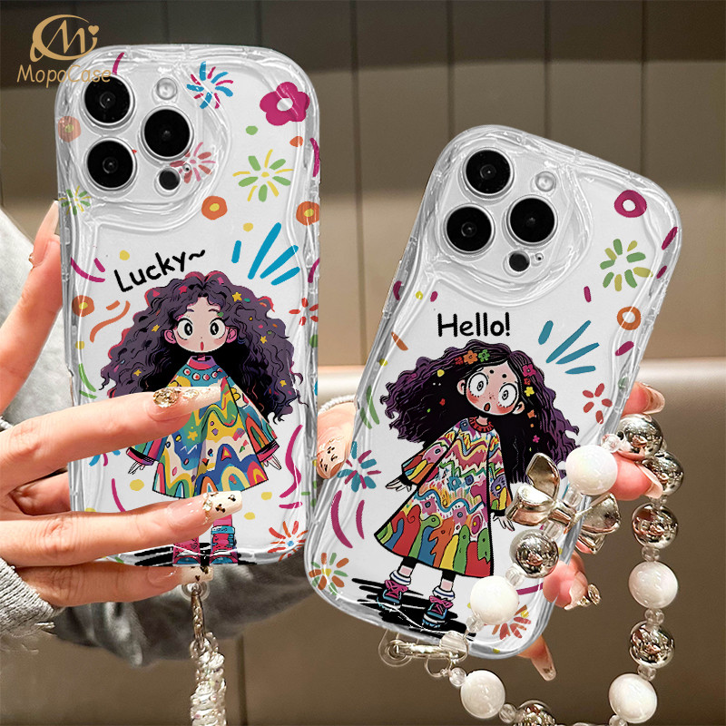 Capa Para Samsung A56 A36 A55 A54 A16 A15 A14 A05 A51 A52 A34 A35 A32 A13 A12 A04E Onda Menina Caso De Telefone Mopo