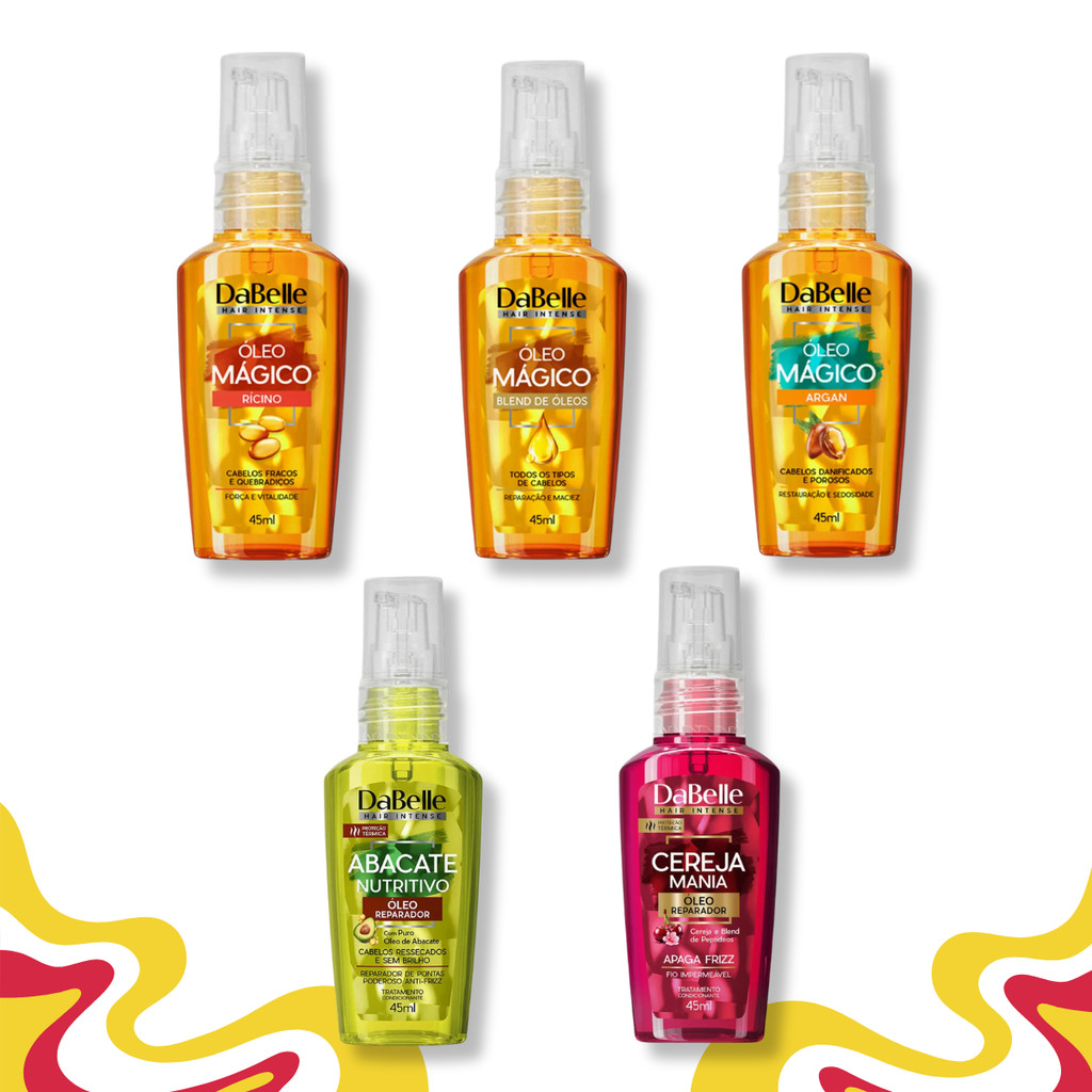 Óleos Reparadores Protetor Térmico Mágico Abacate Cereja Argan Rícino Blend Hidratação 45ml em Oferta na Shopee
