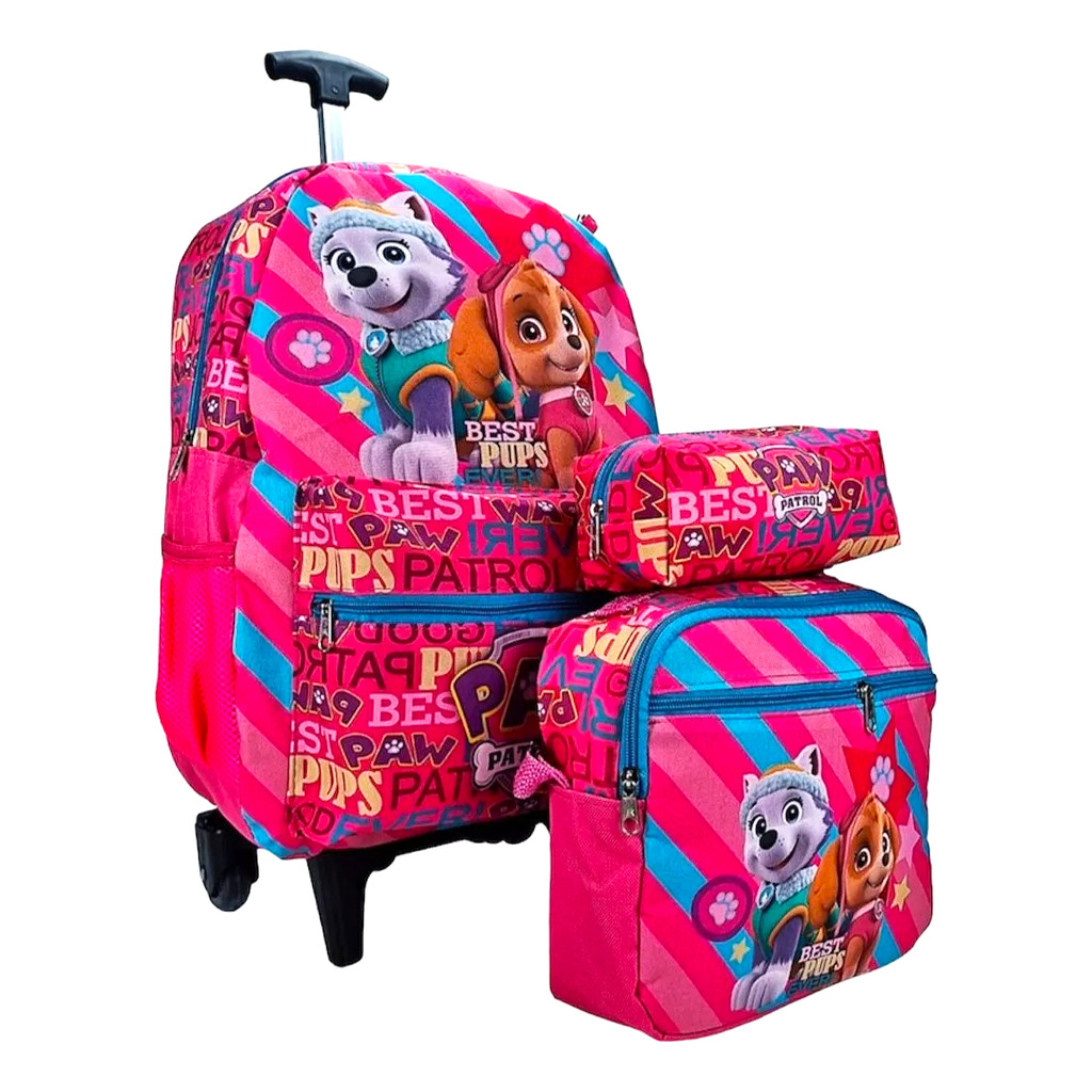 Kit Mochila Infantil Patrulha Canina Rodinhas Menina Skie