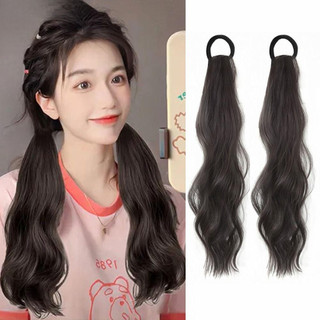Rabo de Cavalo Longo e Cacheado Preto, Acessório Diário para Cabelo Feminino e de Meninas, Extensão Sintética Macia