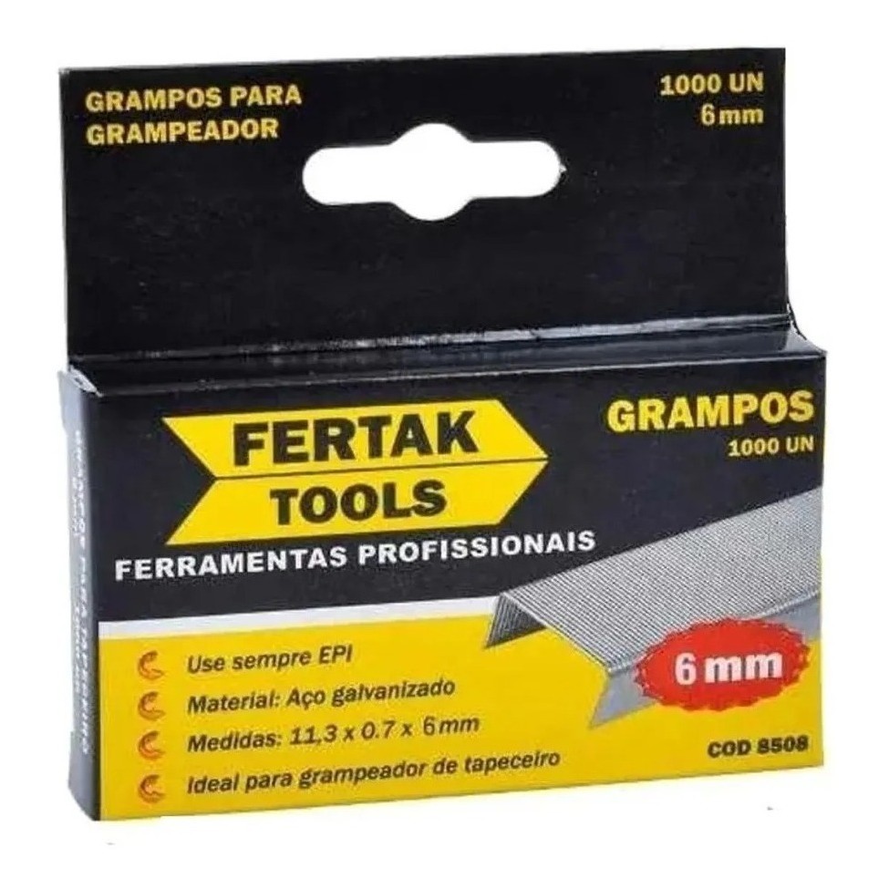 Kit Grampos para Grampeadores 6mm 1000 mil unidades Fertak