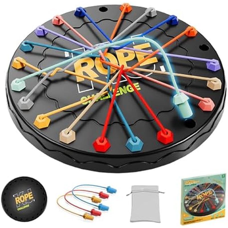 Rope Untangling Puzzle Game, Educational Strategy Board Game for Kids &amp; Adults, Family Travel Party Games with Multi