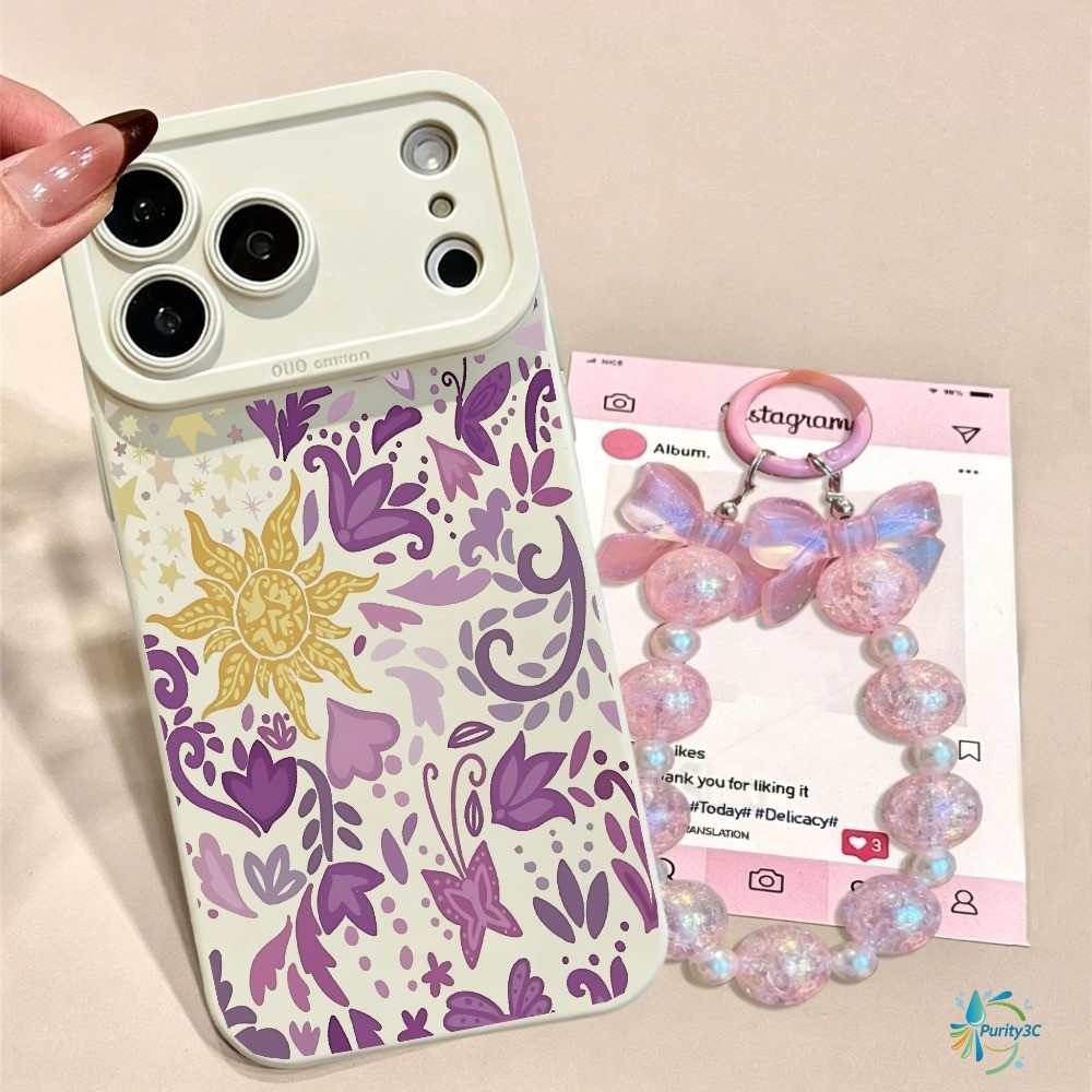 Capinha Roxo Sol Folha com Proteção de Câmera Para iPhone 17 Pro Max 16 15 14 13 12 11 XS XR 7 Plus Capa de Celular