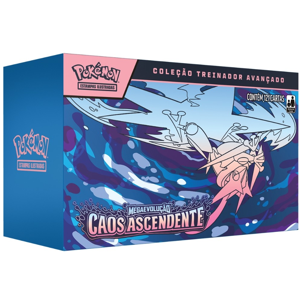 BOX COLEÇÃO TREINADOR AVANÇADO ETB MEGA GRENINJA EX CAOS ASCENDENTE ME04 POKÉMON TCG BOOSTERS CARTAS