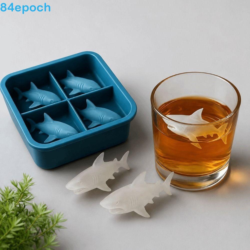 BREPOCH 2 Pcs Bandeja De Cubos De Gelo De Tubarão 3D , Molde Em Forma De Silicone De Qualidade Alimentar , Fabricante An