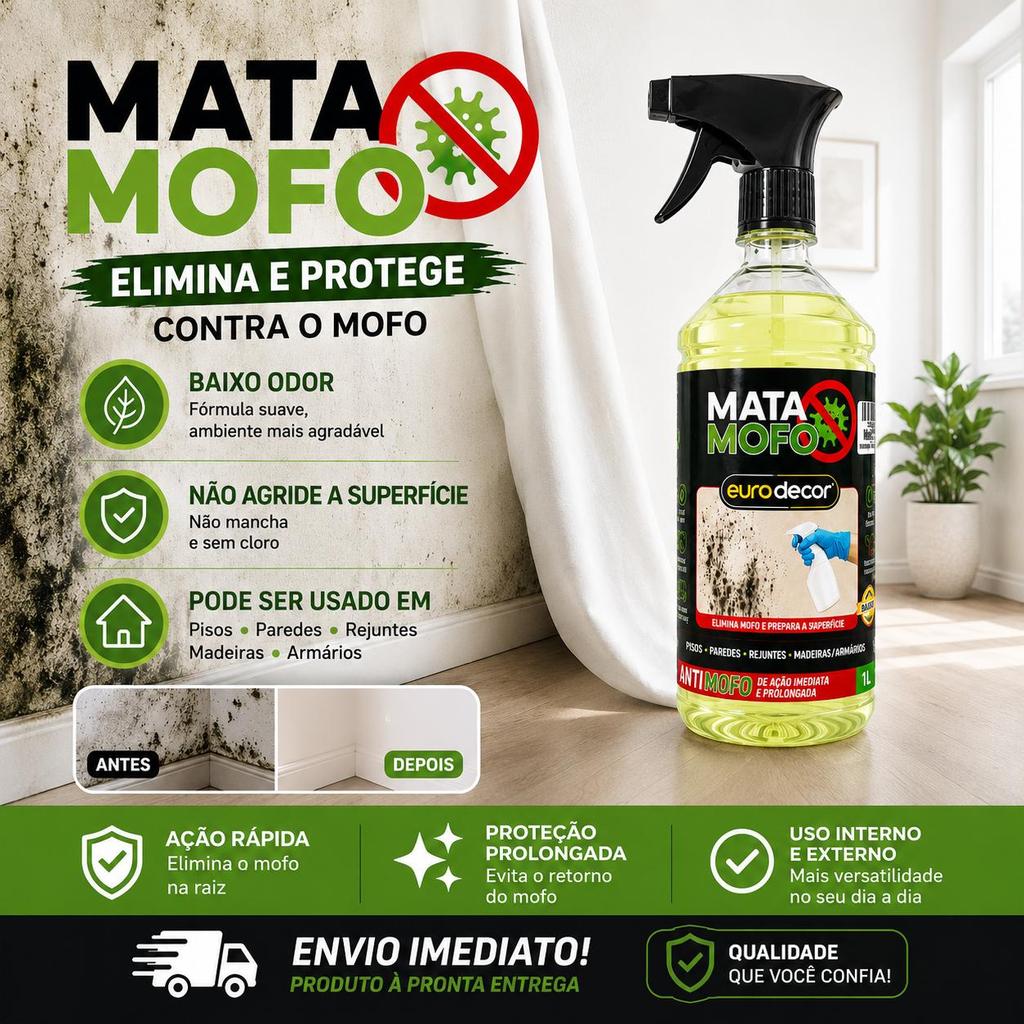 Mata Mofo 1L Acaba Com Fungos Mofo Bolor Teto Banheiro e Fundo de Armário
