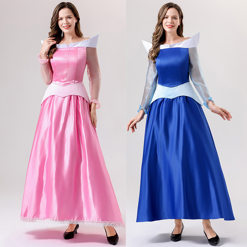 Adulto feminino cosplay conto de fadas bela adormecida vestido de princesa cosplay traje