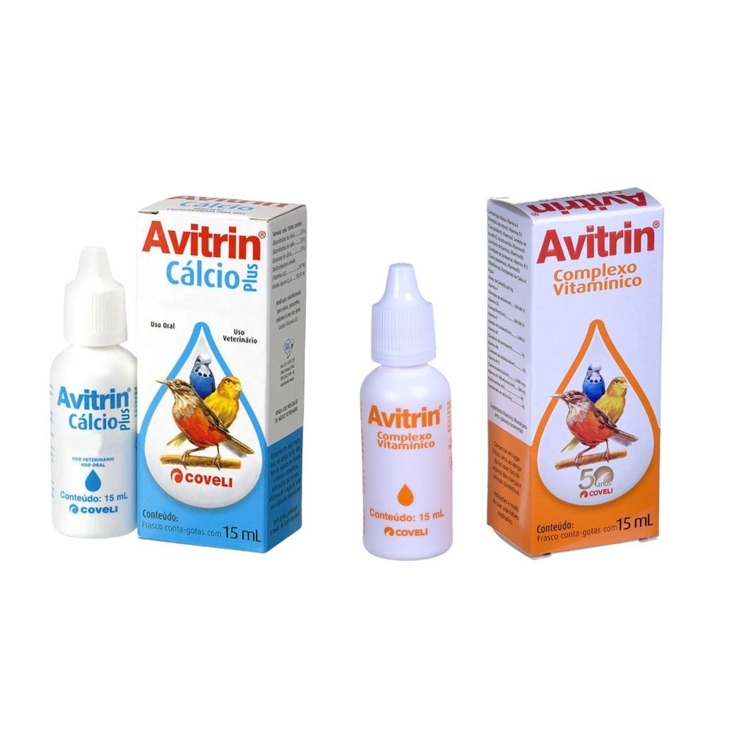 Avitrin Cálcio Plus/ Avitrin Complexo Vitaminico P/ Pássaros