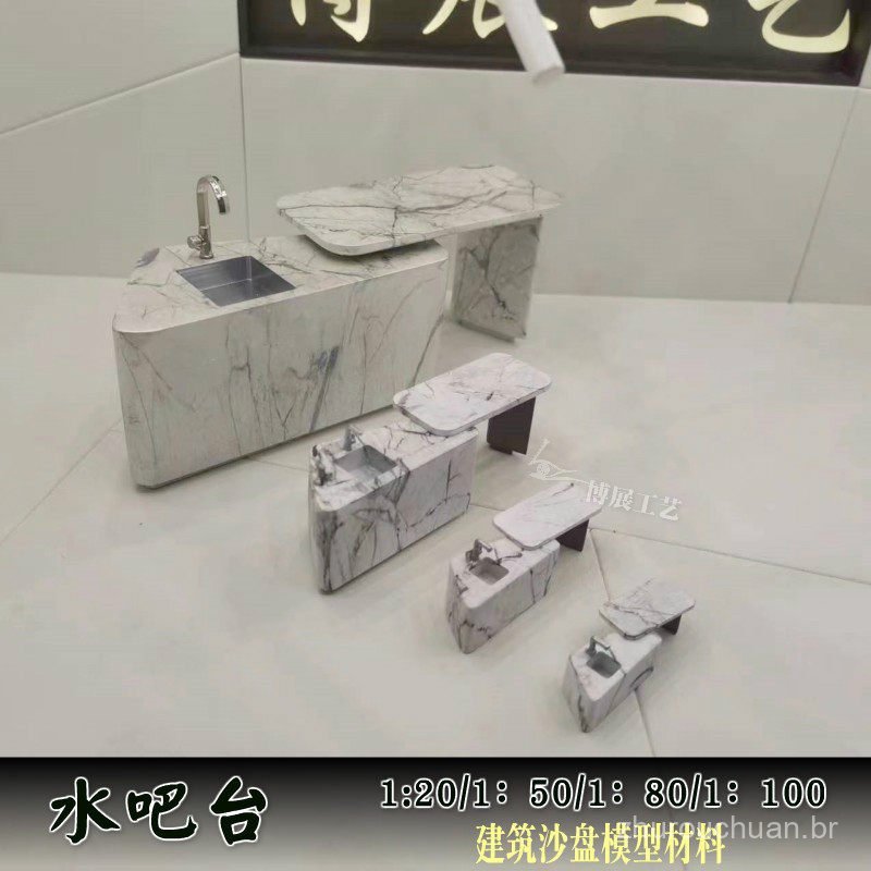Bozhan Craft Modelo Arquitetônico Mobiliário de Interior Pia de Cozinha Mesa de Ilha Mesa de Jantar Balcão de Bar Decora