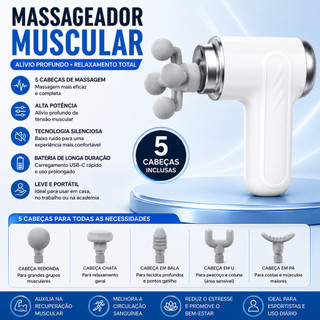 Pistola de Massagem Profissional Elétrica – Alívio Muscular com 6 Velocidades e 9 Peça