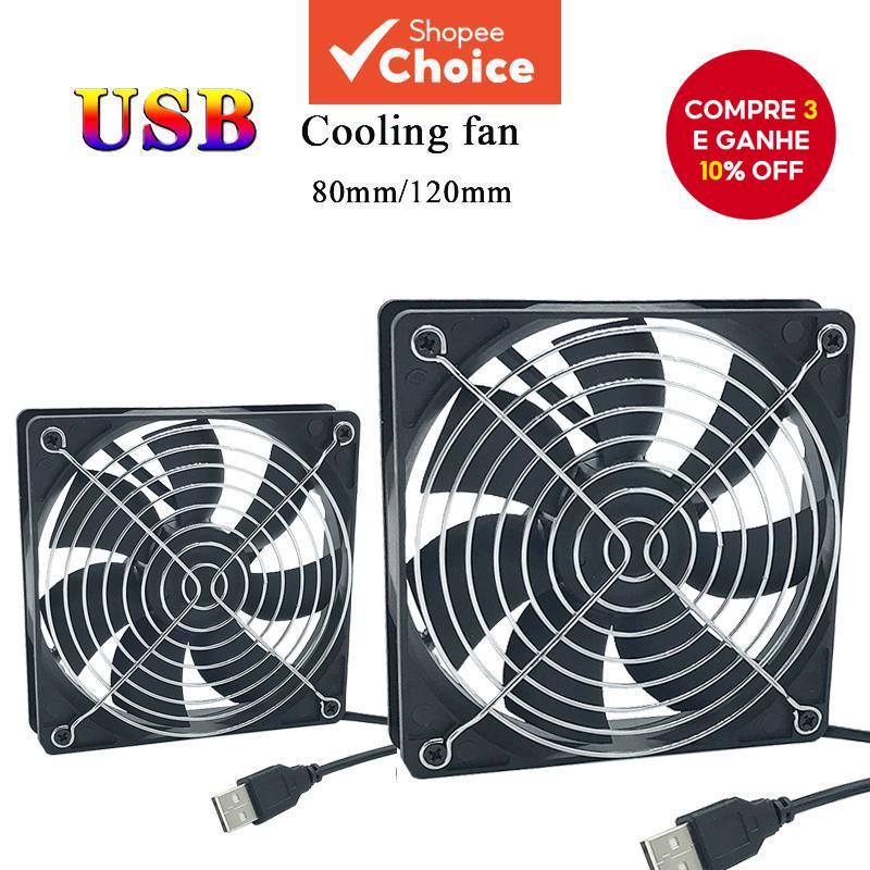 120x120x25mm 80x80x25mm 5V USB Power Cooling Caso Ventilador Para Receptor DVR Xbox TV Box Router em Oferta na Shopee