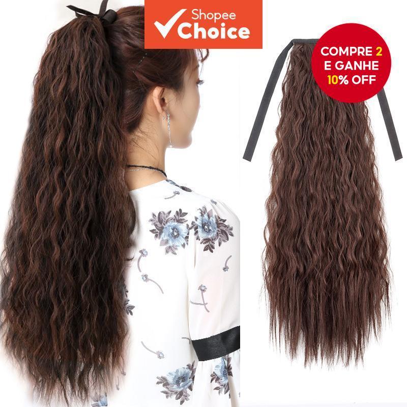 Cabeleira Feminina De 22 Polegadas Ondulada De Milho Longo Sintética Africana Cacheada Fofa Extensões De