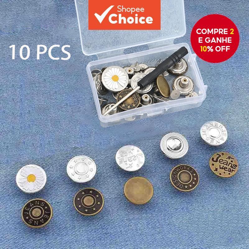 Kit De Botão Jeans Sem Costura , 20 Peças-Apertador De Cintura Perfurações , Redutor De Tamanho De Calças Ajustáveis em Oferta na Shopee