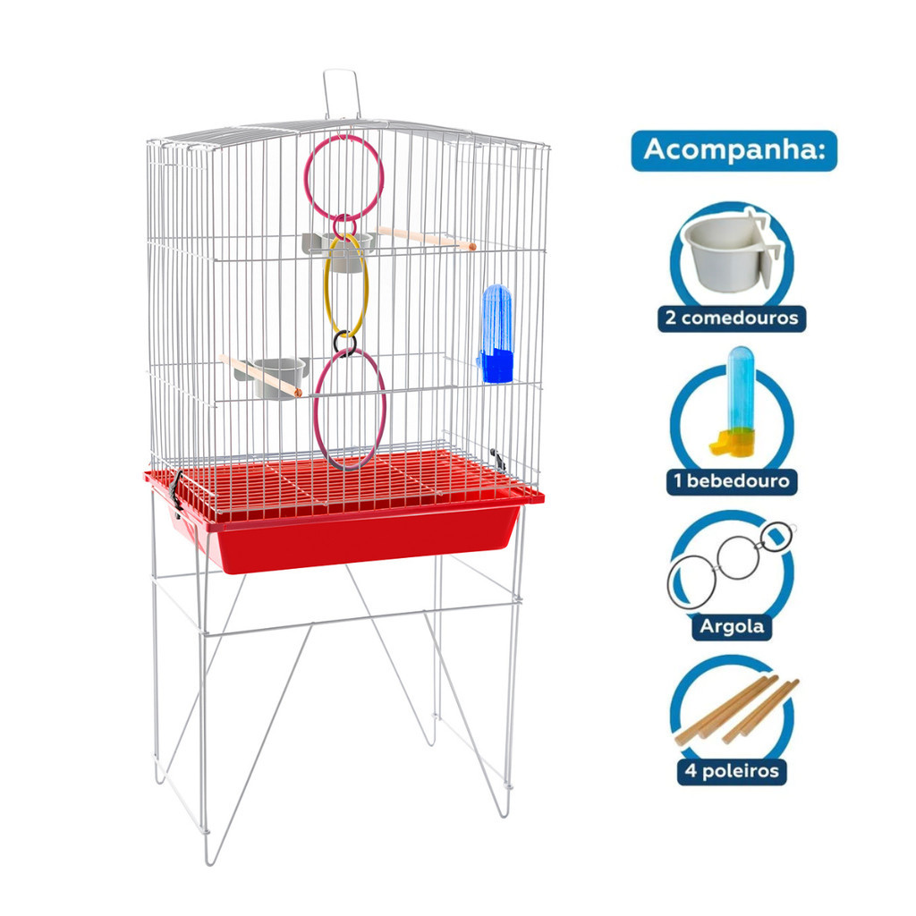 Gaiola para Calopsita Individual Arco Reforçada Porta Bandeja Aramada Comedouro Bebedouro Pássaros em Oferta na Shopee