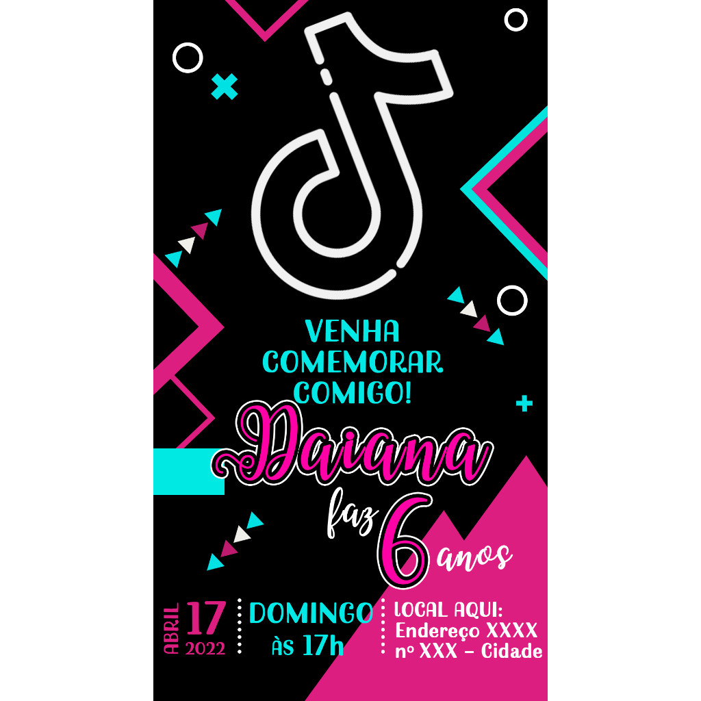 KIT Convite de Aniversário IMPRESSO - TikTok
