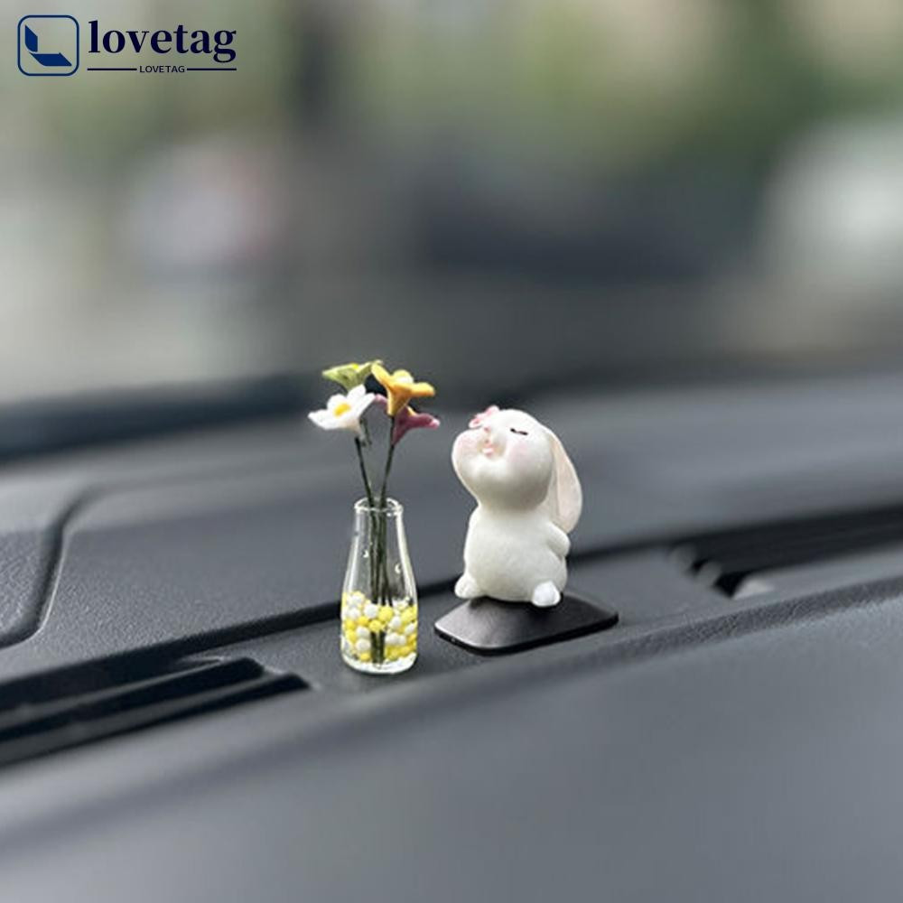 LOVETAG Interior Do Carro Console Central Decoração Mini Coelho Vaso Em Miniatura Ornamentos De Automóveis Para Engraçad