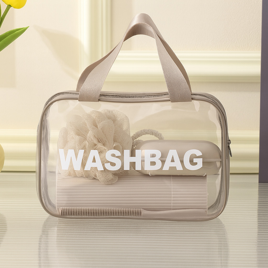 Kit Viagem com bolsa 5 peças porta escova pente saboneteira e ducha conjunto portátil higiene diária