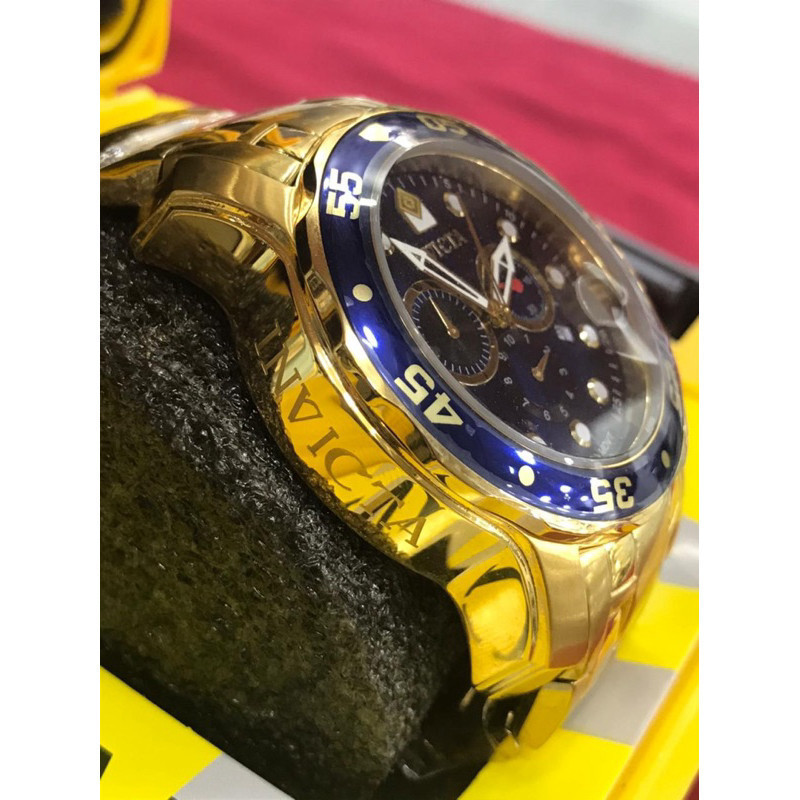 Relógio Invicta 0073 Pro Diver Escrita na Lateral  Scuba Gold Banhado a Ouro 18k