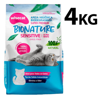 Areia de Gato Mandioca 100% Natural Bio Nature Areia Para Gato 2Kg ou 4Kg Graos Finos