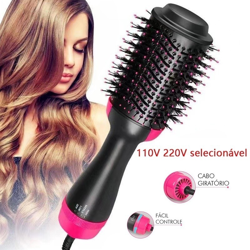 Escova Secadora De Cabelo 110V/220V Alisador Elétrica Quente Prancha Alisadora De Cabelo em Oferta na Shopee