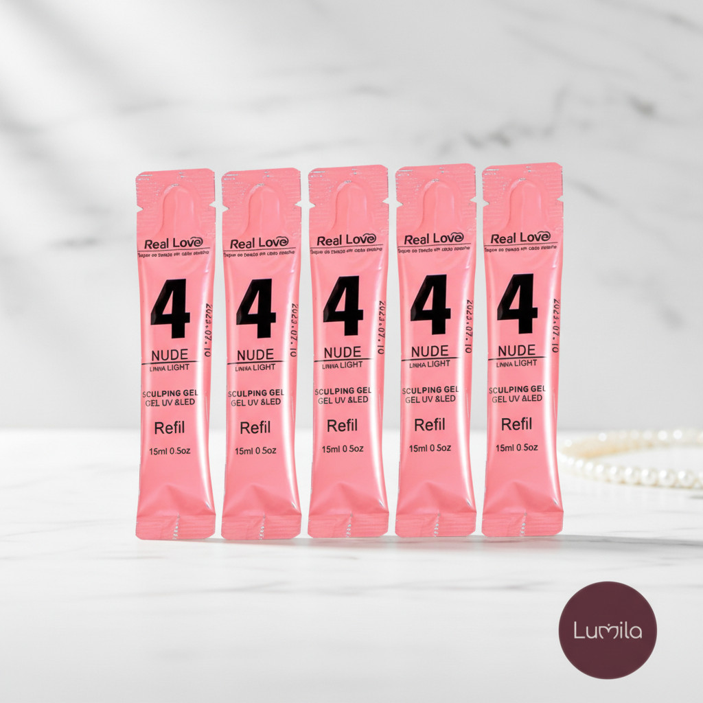 Kit 10 Refil Gel Linha Light Real Love 15ml – Cor Nude 4 Natural Alta Durabilidade LED/UV