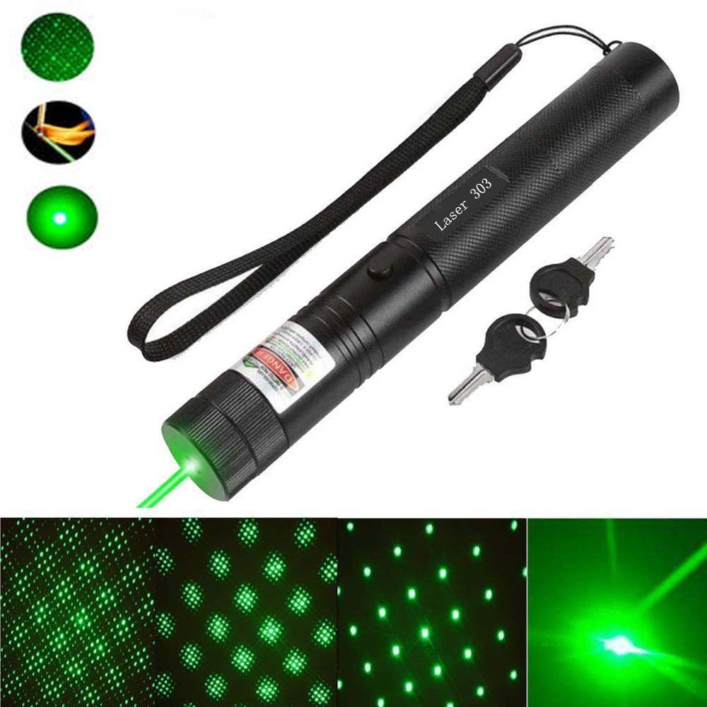 Super Caneta Laser Pointer Verde 1000mw Ultra Forte Com Chave