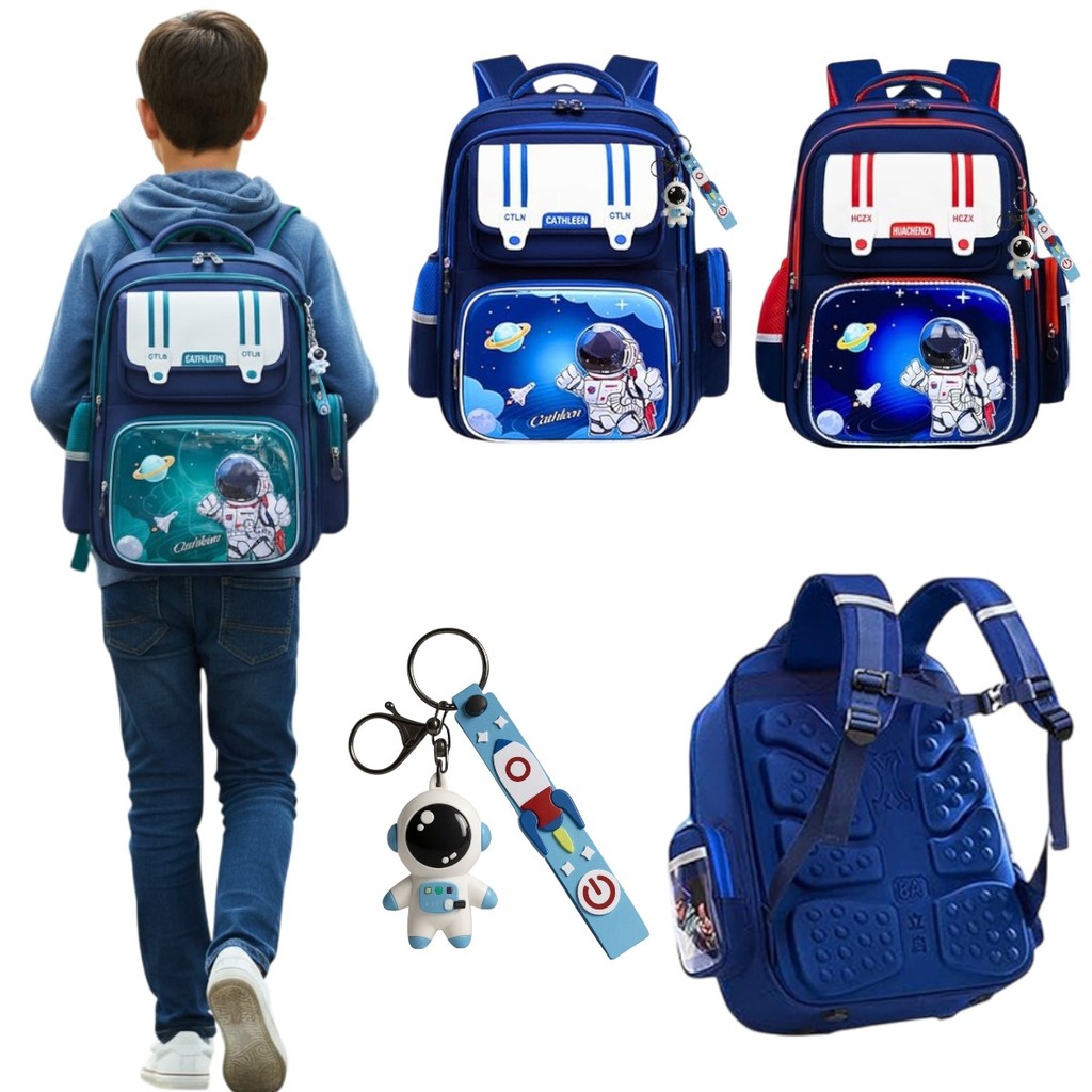 Mochila Escolar Infantil Astronauta, Ortopédica, Acolchoada, Reforçada, para Meninos 6-13 Anos