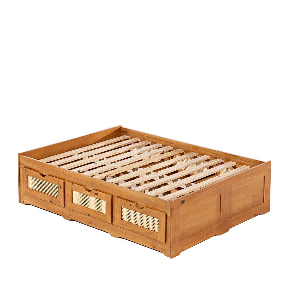Cama Casal 6 Gaveta Dreams Madeira Maciça Castanho