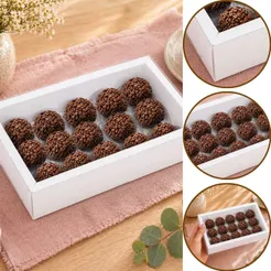10~20 CAIXA P/ 15 DOCES ALTA C/ MOLDURA BRANCA 4634 (IDEIA) CHOCO