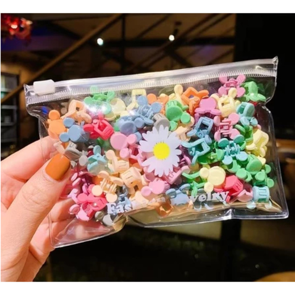 50/100Pcs Garras De Cabelo Pequenas E Coloridas Garotas Estrela Fofa Coração Mickey Clipes Acessórios Kids Cartoons