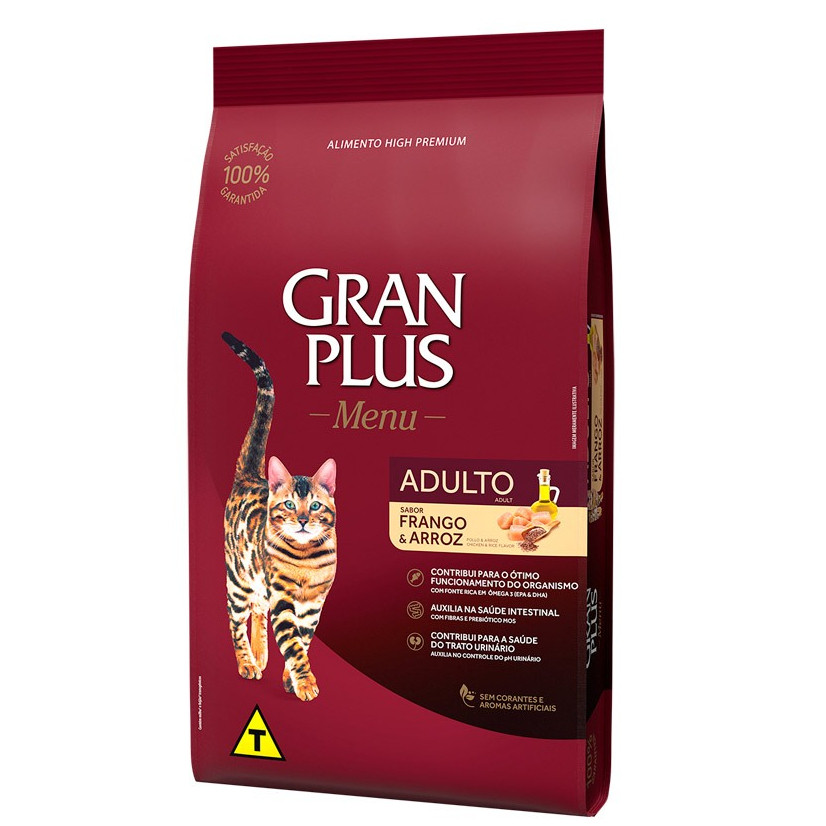 Ração Granplus Menu para Gatos Adultos sabor Frango e Arroz 10,1kg