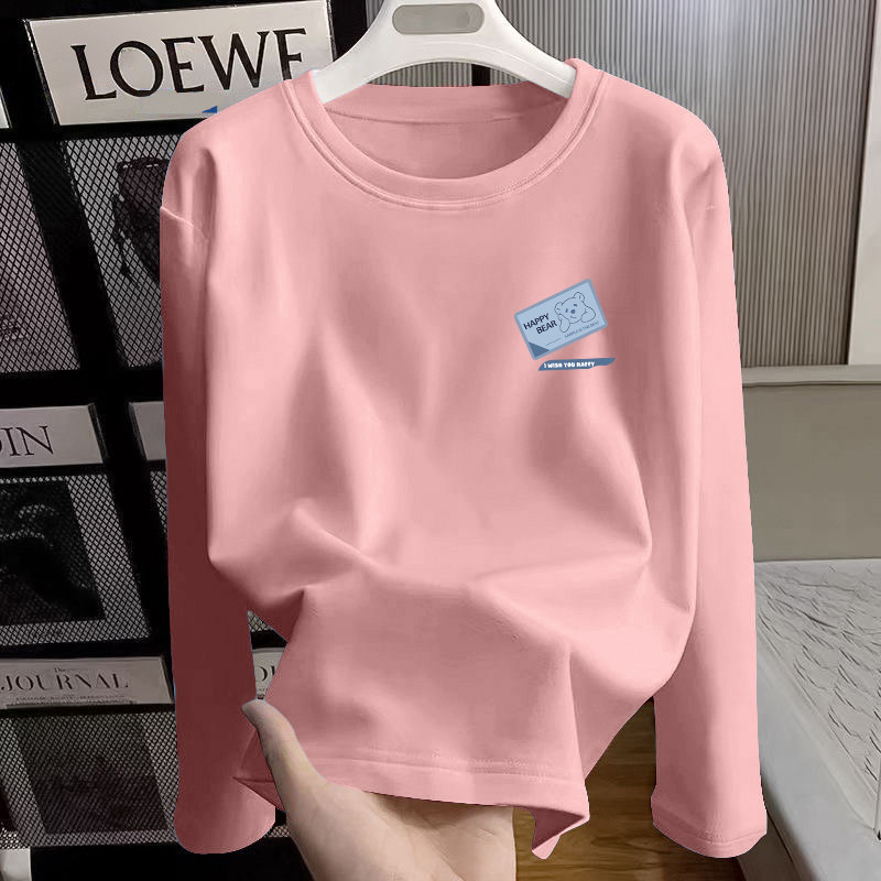 Camiseta masculina de manga comprida de algodão puro primavera outono 2026 novo estilo americano High street Wear simple