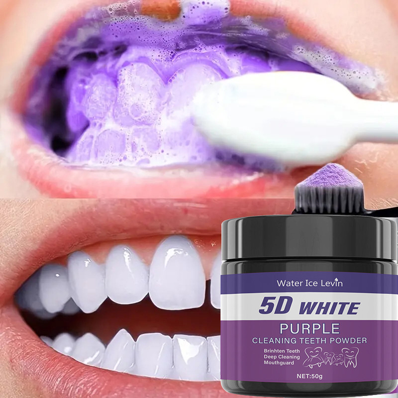Pó Roxo Para Limpeza De Dentes-Sem Sulfato , Profunda E Polimento , Clareia Os Em 5 Dias , Portátil Uso Diário Viagens