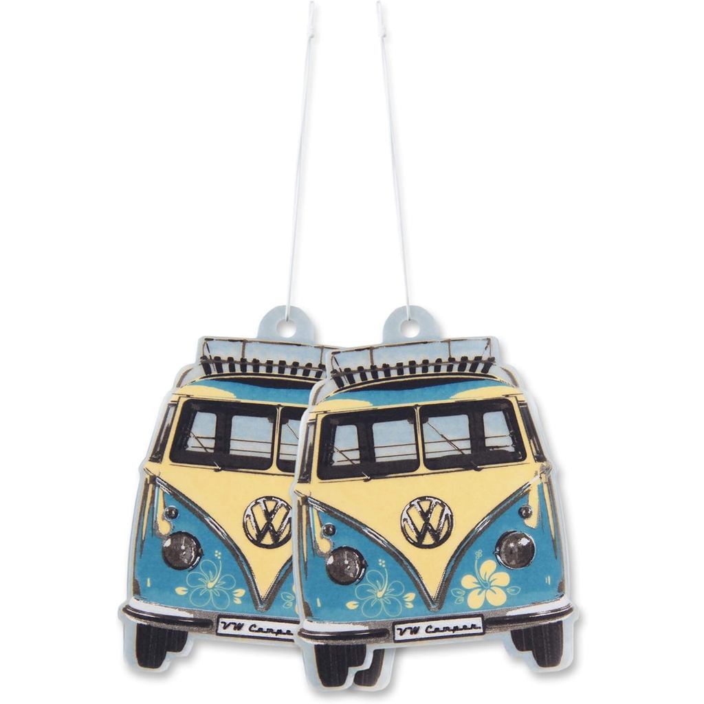 BRISA VW Collection Ambientador Volkswagen , Desodorizador Para Carros T1 Bus Campervan Motivo (Pina Colada/Turquesa/Con
