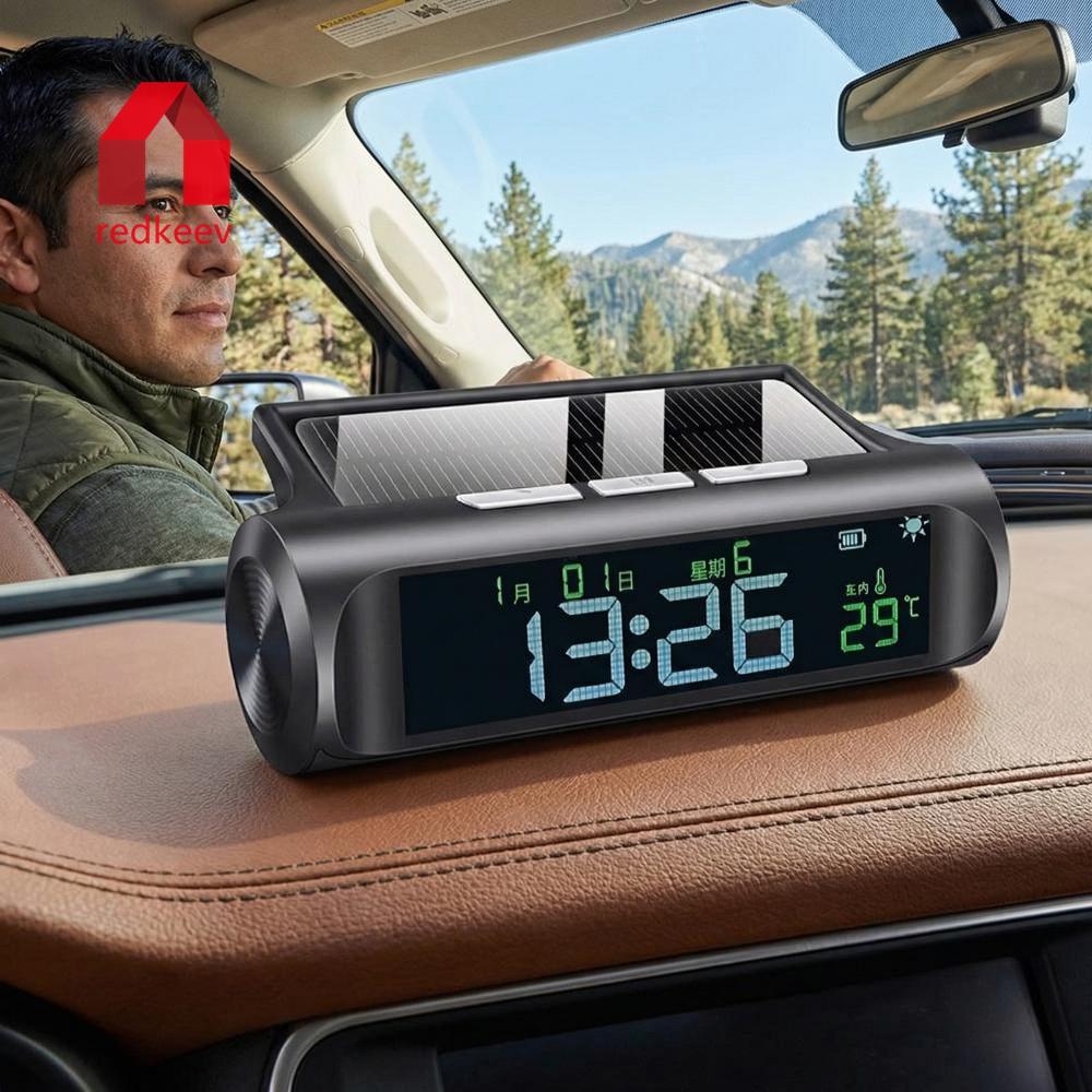 Relógio Digital Solar/USB Para Painel De Carro Com Display De Tempo/Data/Temperatura Caminhão , Escritório , Casa E Acam