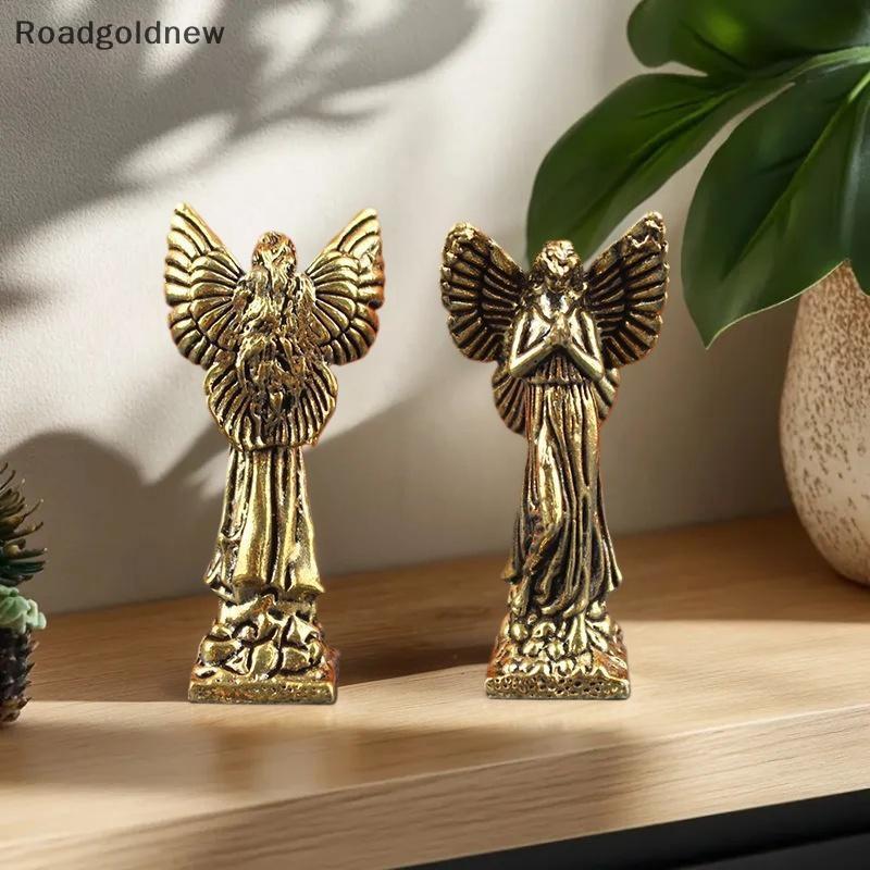 RGN Retro Cobre Oração Anjo Estátua Pequenos Ornamentos Estatuetas De Bronze Acessórios De Decoração Para Casa NW