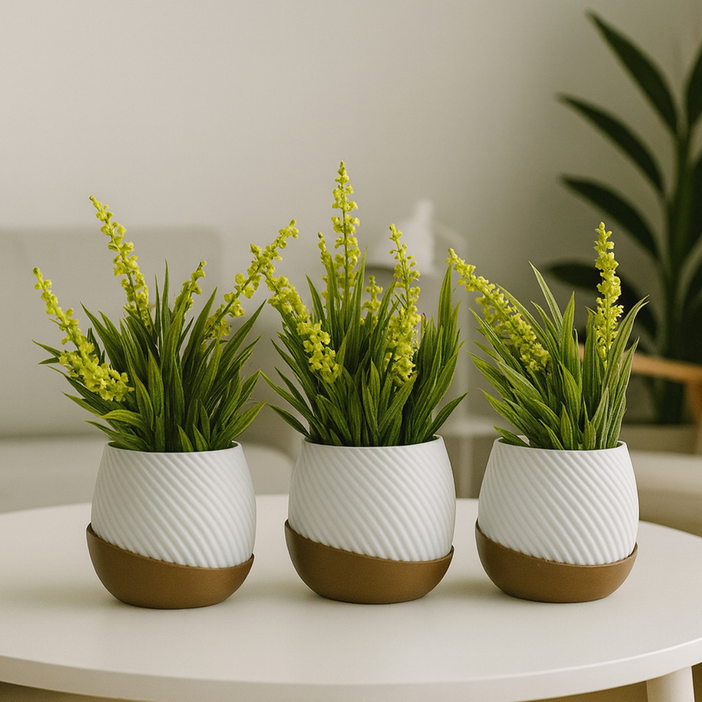 Cachepot Decorativo Kit Trio de Vasos Tifanny para Plantas Suculentas e Cactus + acompanha Suporte