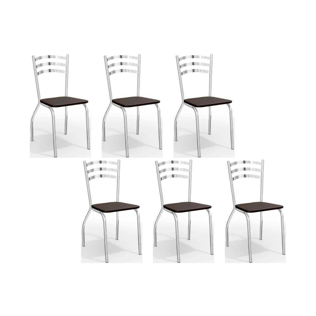 Kit 6 Cadeiras Sala Jantar Portugal C007 6 Un Cromada/Preto 110 - Kappesberg em Oferta na Shopee