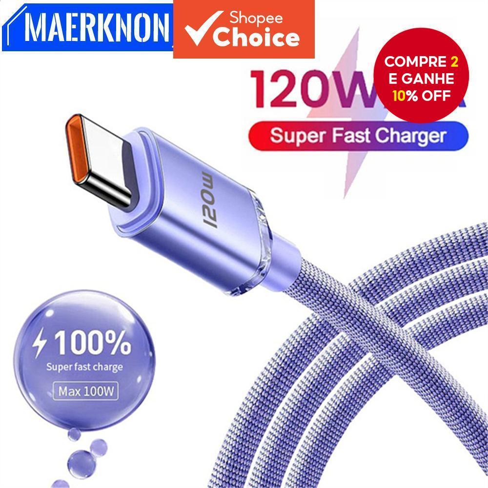120W 6A USB Type C Cabo De Carga Rápida Para Transmissão De Fio De Carregamento Rápido De Smartphone