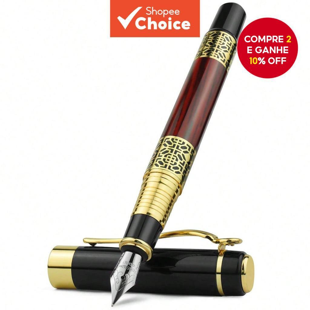 1 + 10 Peças Conjunto De Caneta De Metal Retrô Simples Caligrafia F Nib Clássico Vintage Presente Design Escrita De Pape