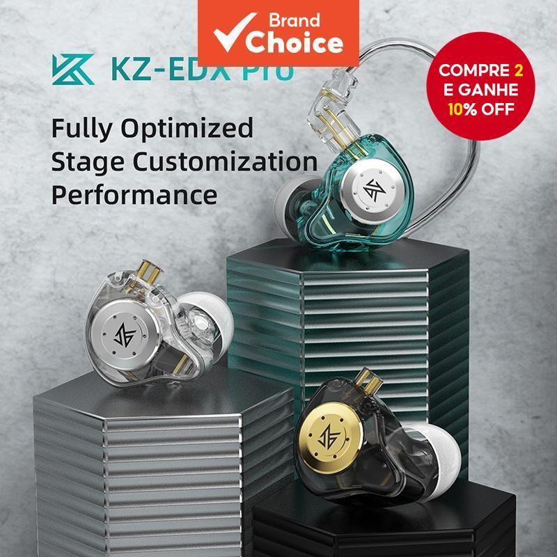 KZ EDX PRO Fones De Ouvido Dinâmicos HIFI Bass Intra-Auriculares Esportivos Com Cancelamento De Ruído Compatível Vários 