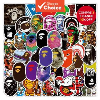 50 Peças Adesivos BAPE-Decalques De Vinil Da Marca Bathing Ape Para Laptop , Capacete E Notebook em Oferta na Shopee