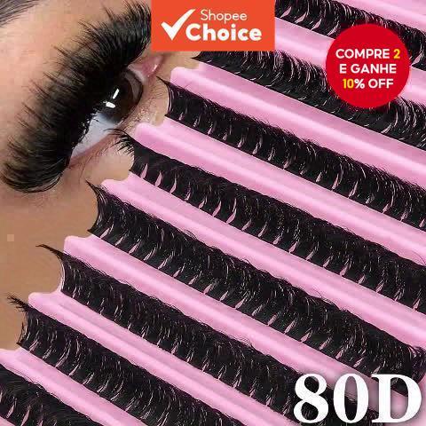 Conjunto De Cílios Postiços Longos Híbridos Volume D , 8-16 Mm , Natural Fofo Reutilizável