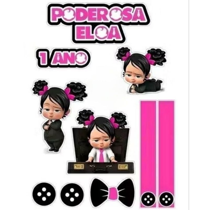Topo Topper de Bolo Poderosa Chefinha Branca Negra Morena Personalizado Nome Idade 1