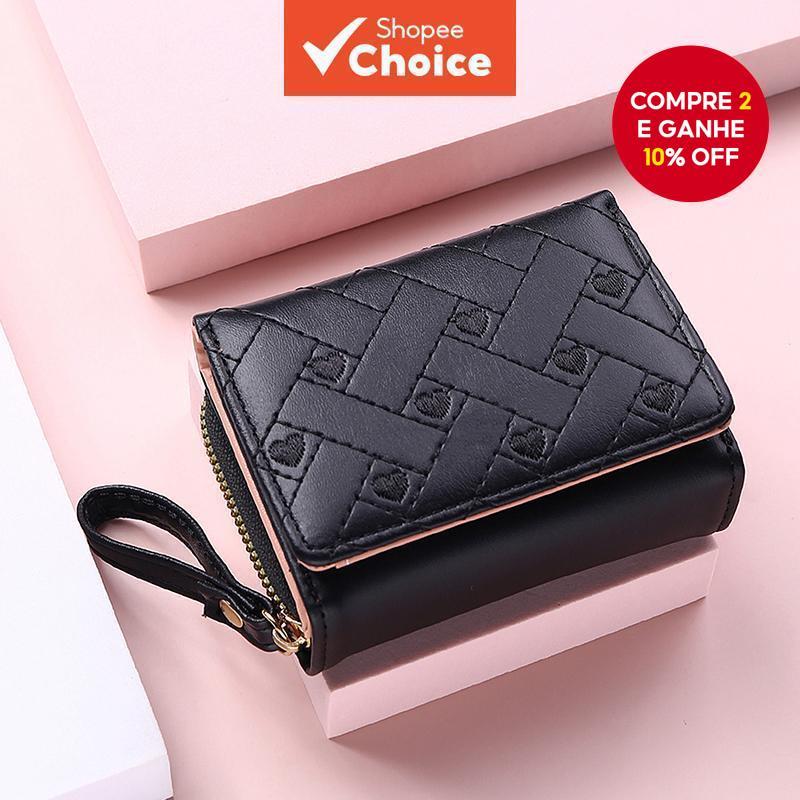 Kawaii Bonito Carteira Para Mulheres Pequena Bolsa De Moedas De Couro Designer De Luxo Rosa Senhora Titular Do Cartão em Oferta na Shopee