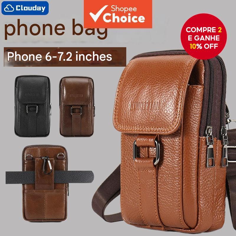 Carteira De Cintura De Couro Masculina – Capa De Telefone Com Clipe Para Cinto , Crossbody De 3 Bolsos E Bolsa Carteira De Cintura De Couro Masculina – Capa De Telefone Com Clipe Para Cinto , Crossbody De 3 Bolsos E Bolsa