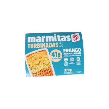 Frango desfiado cremoso, arroz, feijão carioca e brócolis Liv Up 370g Frango desfiado cremoso, arroz, feijão carioca e brócolis Liv Up 370g