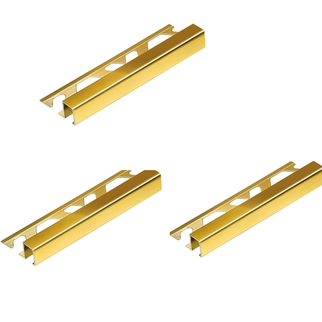 KIT 3 Filete Perfil Metálico Listelo Inox GOLDEN 0,70M