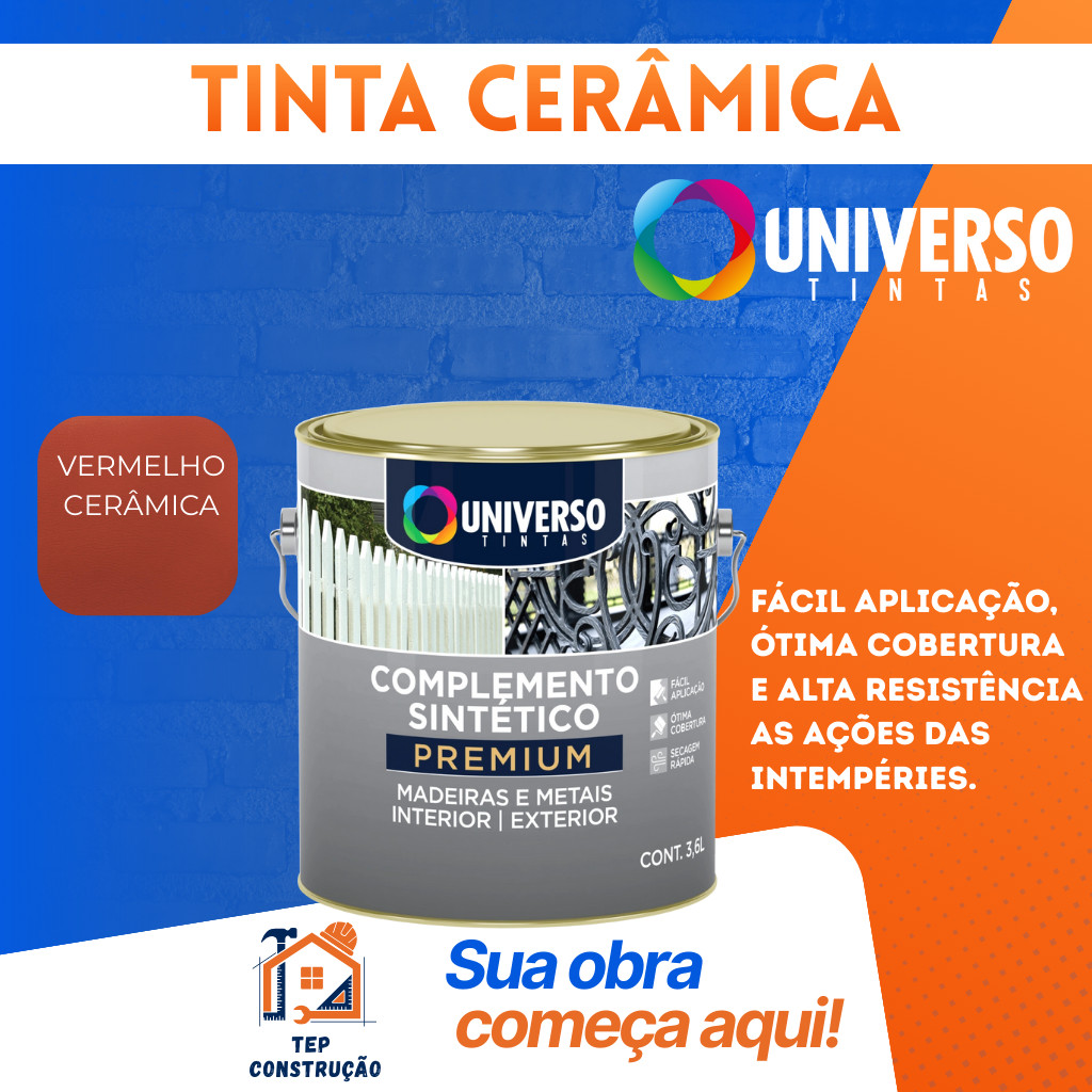 Tinta Esmalte Vermelho Cerâmica 3,6L | 900mL p/ Telha Universo Tintas Galão