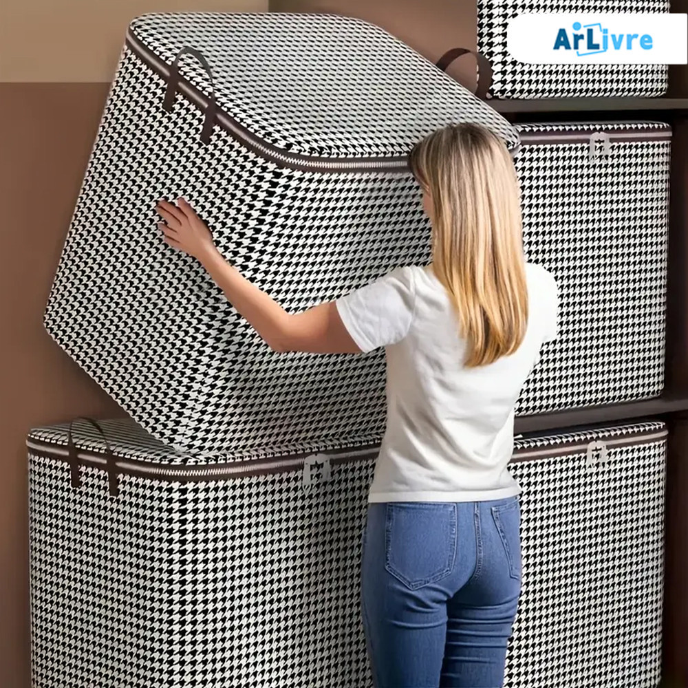 Caixa de Armazenamento Resistente para Edredons, Mantas e Têxteis – KIT 100L/140L/180L